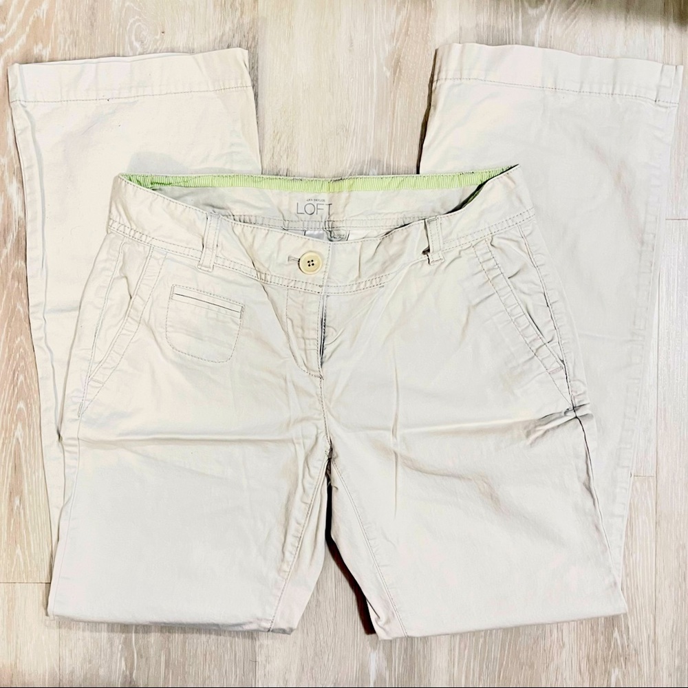 Ann Taylor LOFT Low Rise Petite Straight Leg Pants, Stone color
